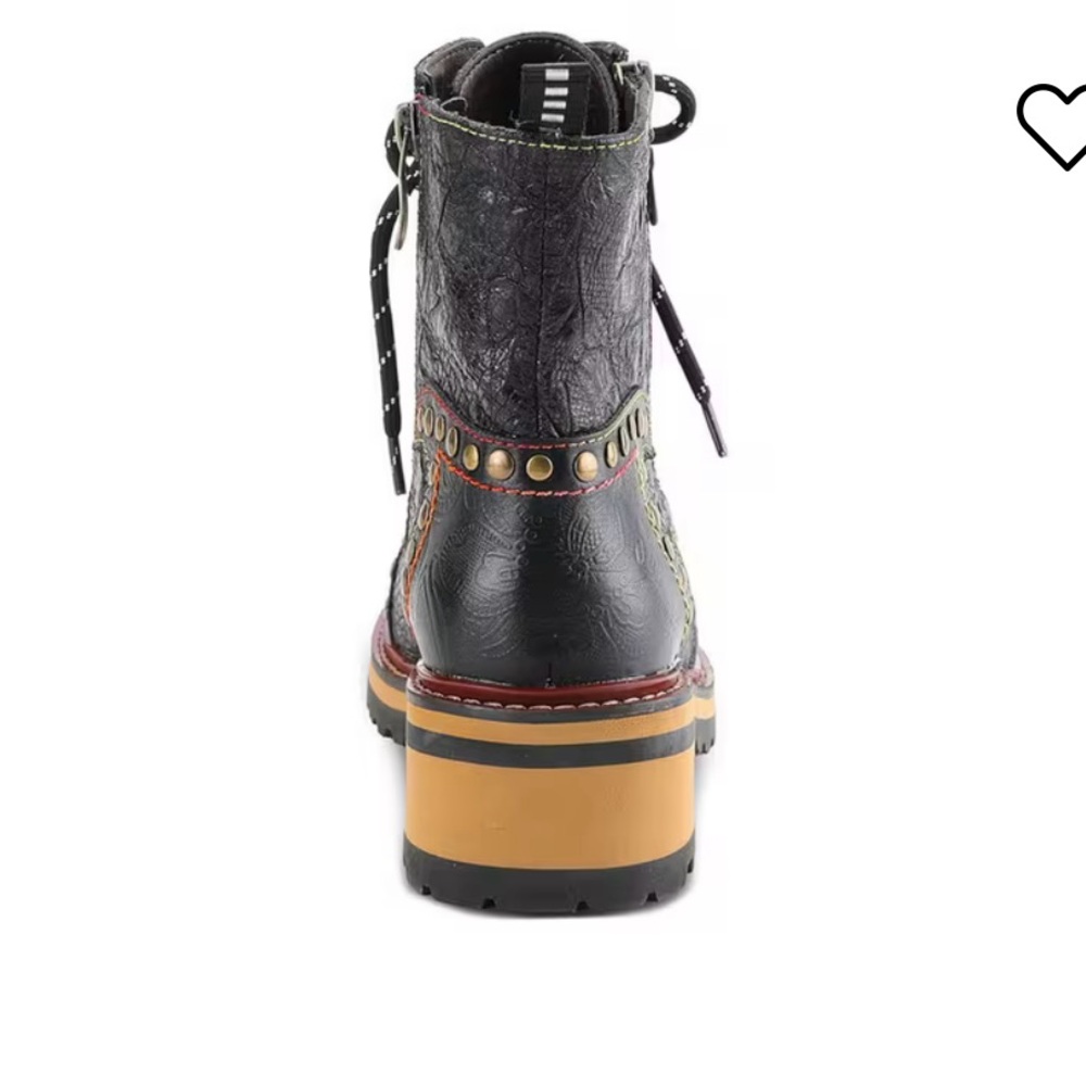 EUC L'Artiste by Spring Step Womens Rugup Leather Booties - Black Multi, Size 41 - Picture 5 of 9